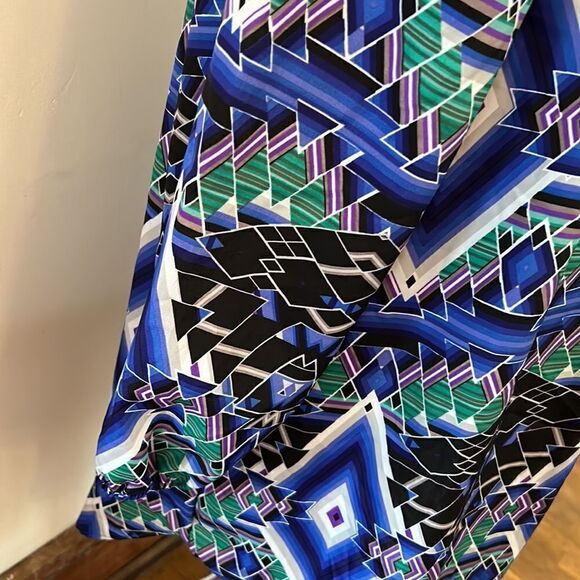 Gibson Latimer blue purple black patterned tunic Size M New - Picture 4 of 9